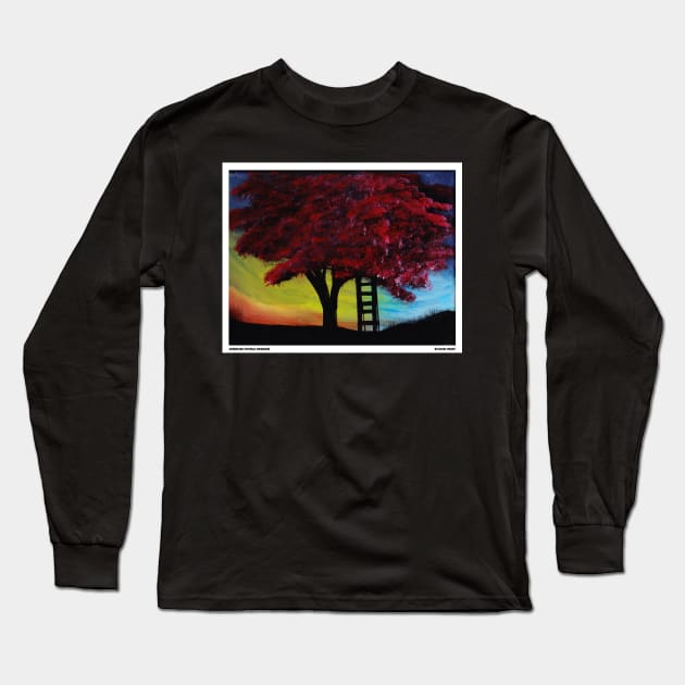 Tree On A Hill Nature Landscape Novelty Gift Long Sleeve T-Shirt by Airbrush World